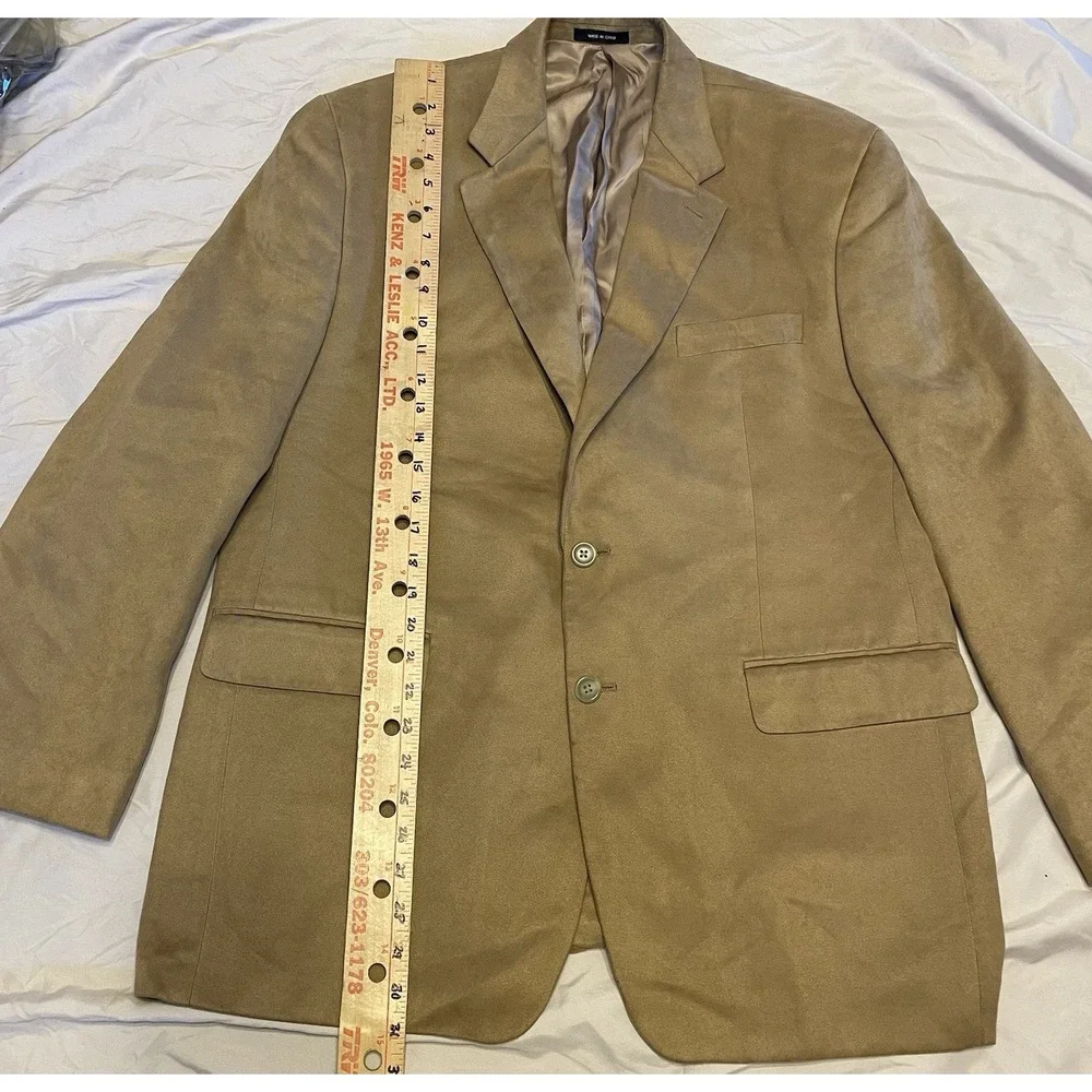 Chaps Suit Jacket‎ Faux Suede Mens 44R Sport Coat Blazer Tan